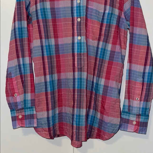 J. CREW Classic-Fit Crinkle Cotton Popover Shirt in Ombré Plaid Women’s 4 - Picture 4 of 13
